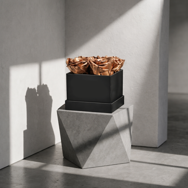 4 Rose Black Box with Infinity Roses Luxury Gift