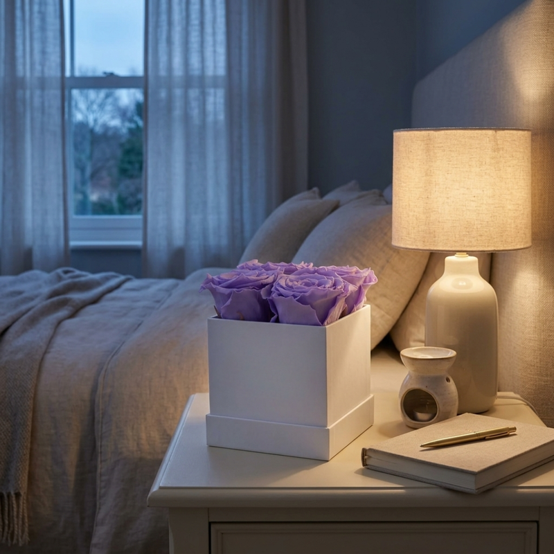 4 Rose White Box with Infinity Roses Luxury Gift