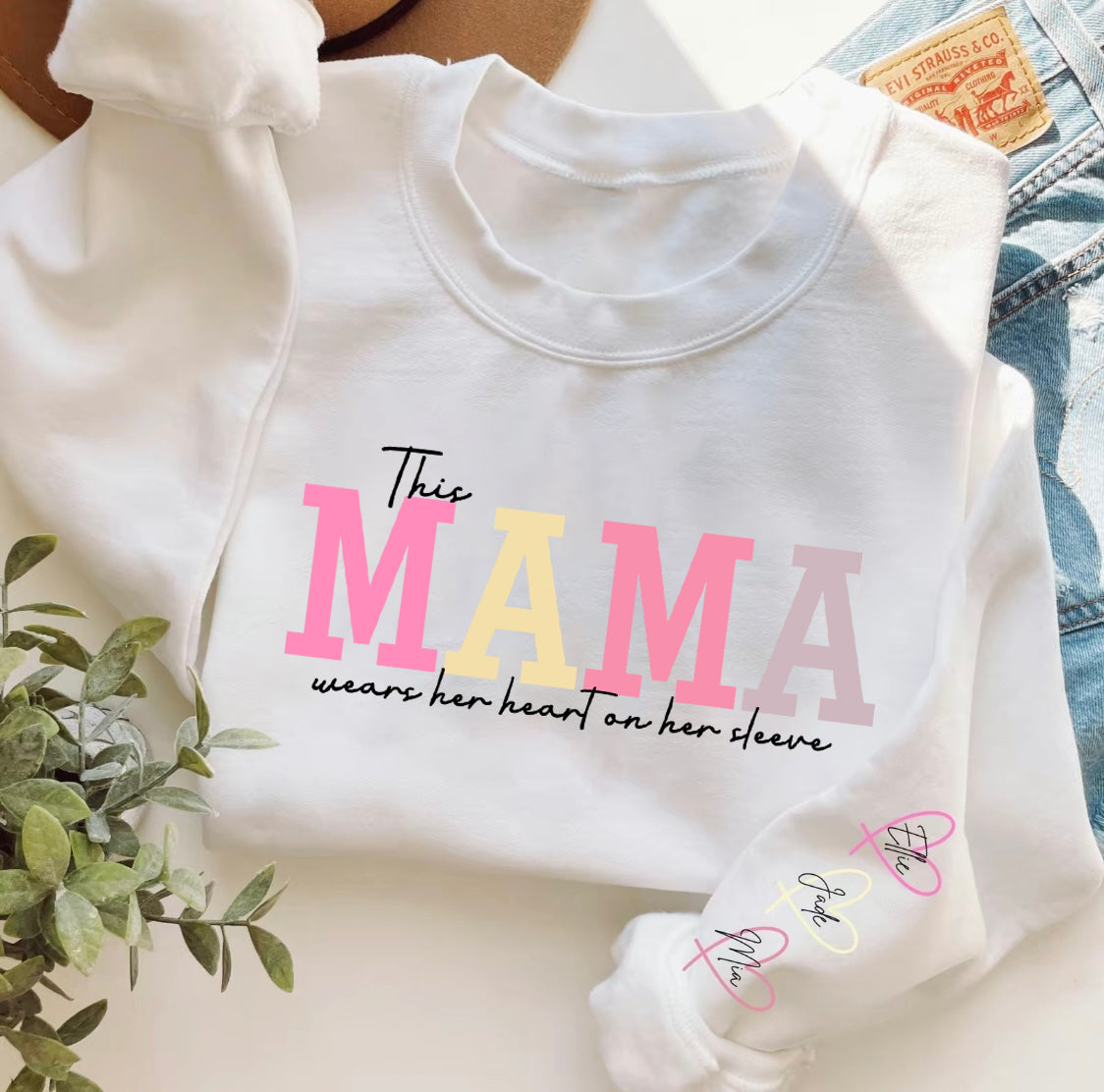Personalized Heart On Sleeve with Kid Names on Sleeves-CustomLove
