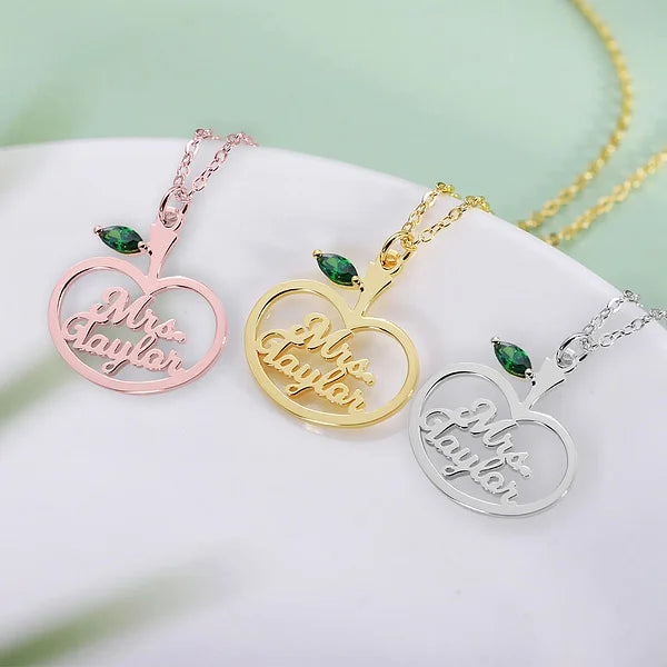 Personalized Apple Name Necklace-CustomLove
