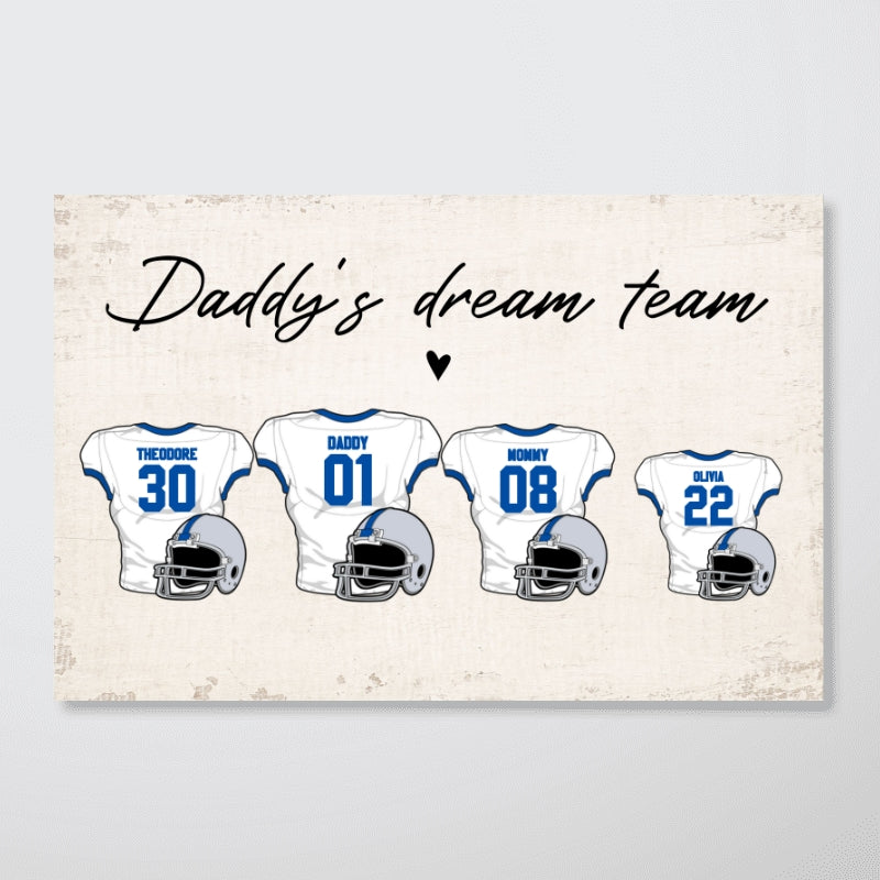 Personalized Canvas - Daddy‘s Dream Team American Football-CustomLove