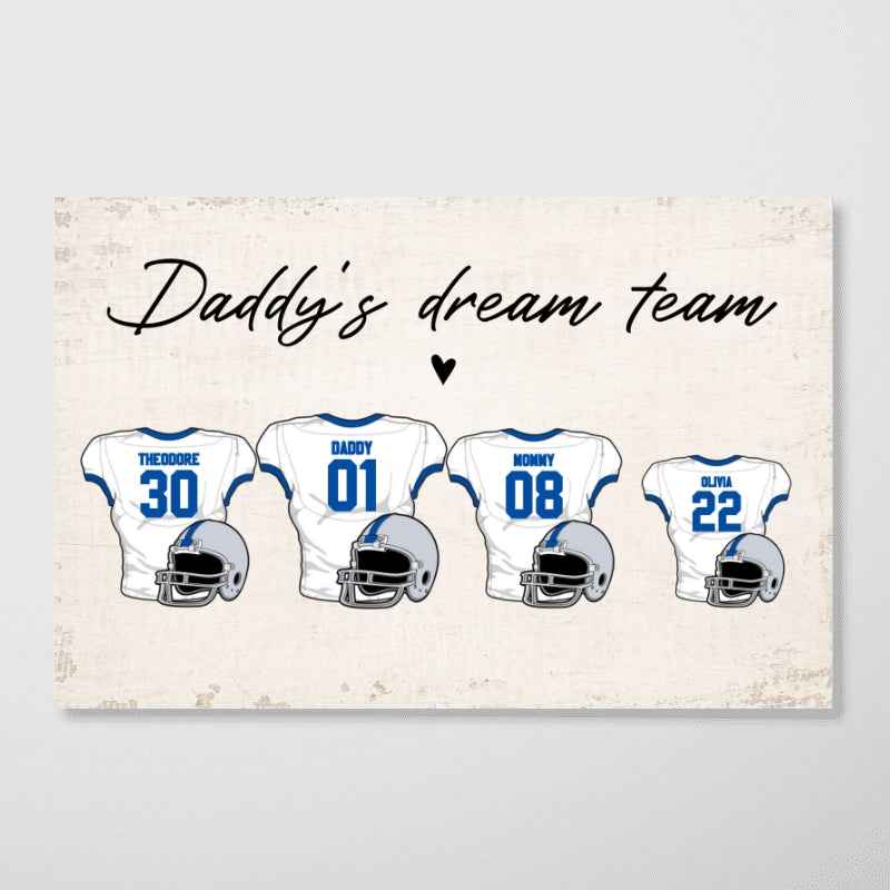 Personalized Canvas - Daddy‘s Dream Team American Football - CustomLove