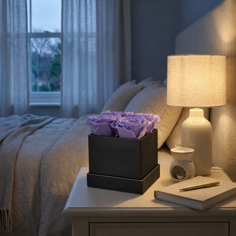 4 Rose Black Box with Infinity Roses Luxury Gift