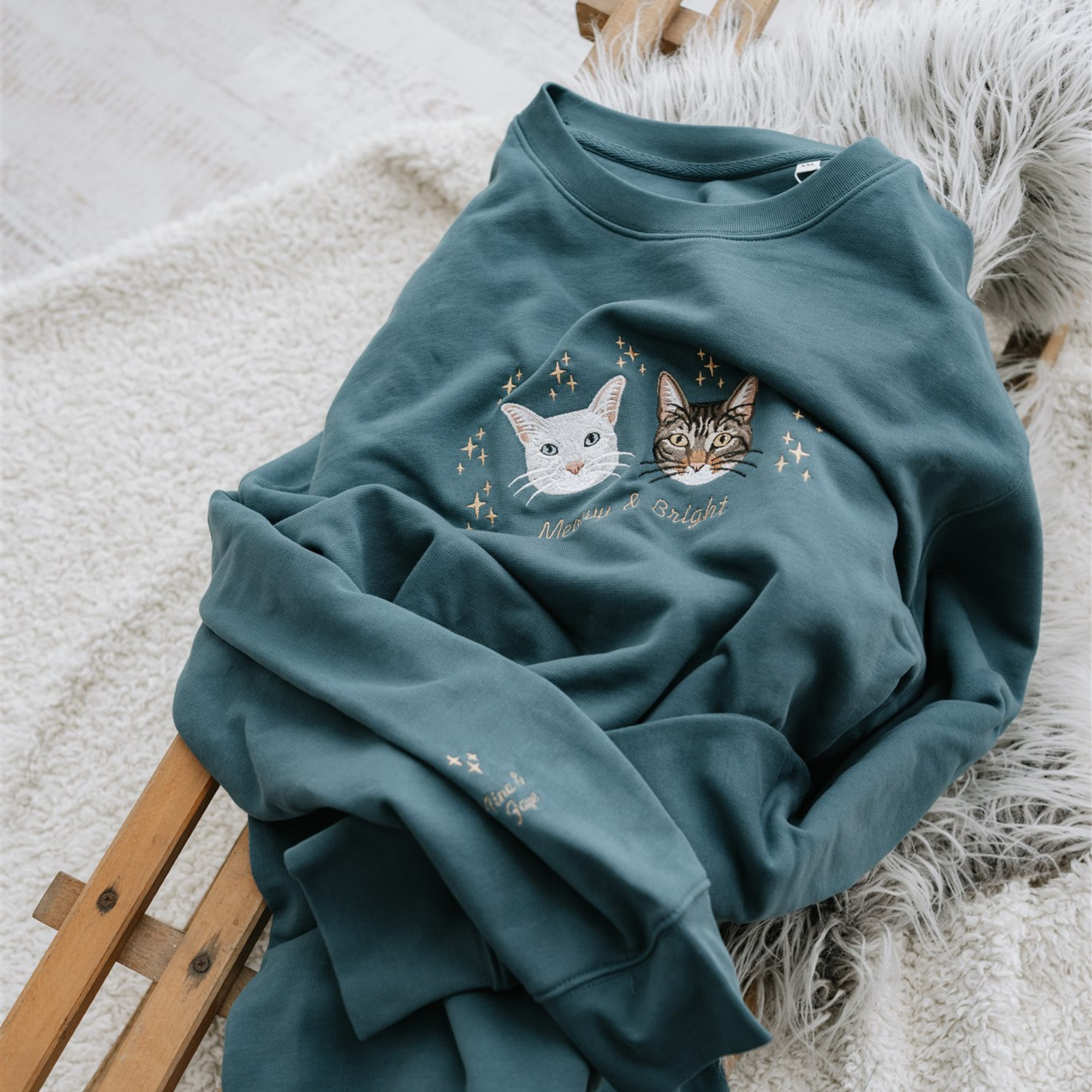 Embroidered Pet Portrait Organic Christmas Jumper Sweatshirt-CustomLove