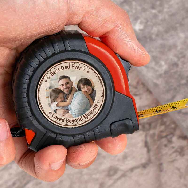 "Best Dad Ever" Personalized Tape Measure with Photo Added for Dad - CustomLove