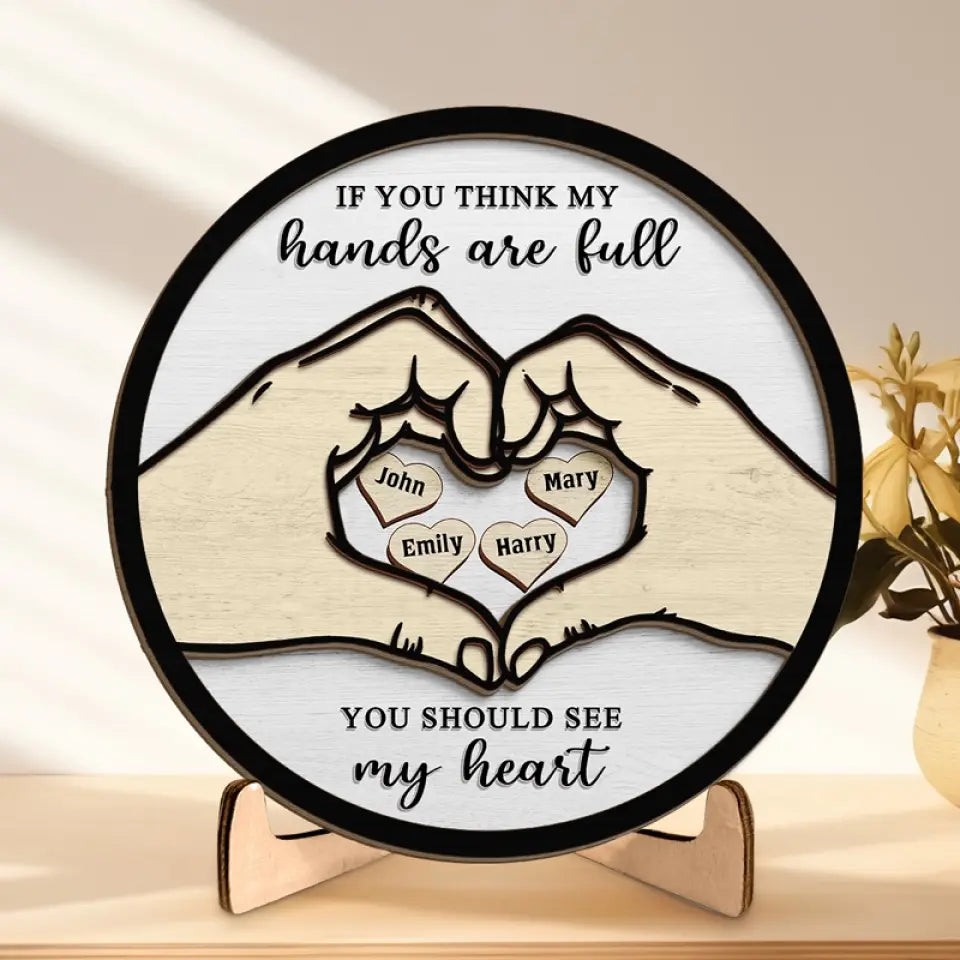 My Heart Fills With Your Love - Personalized 2-Layered Wooden Plaque With Stand-CustomLove