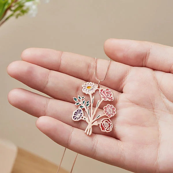 Florabond - Birth flower bouquet necklace-CustomLove