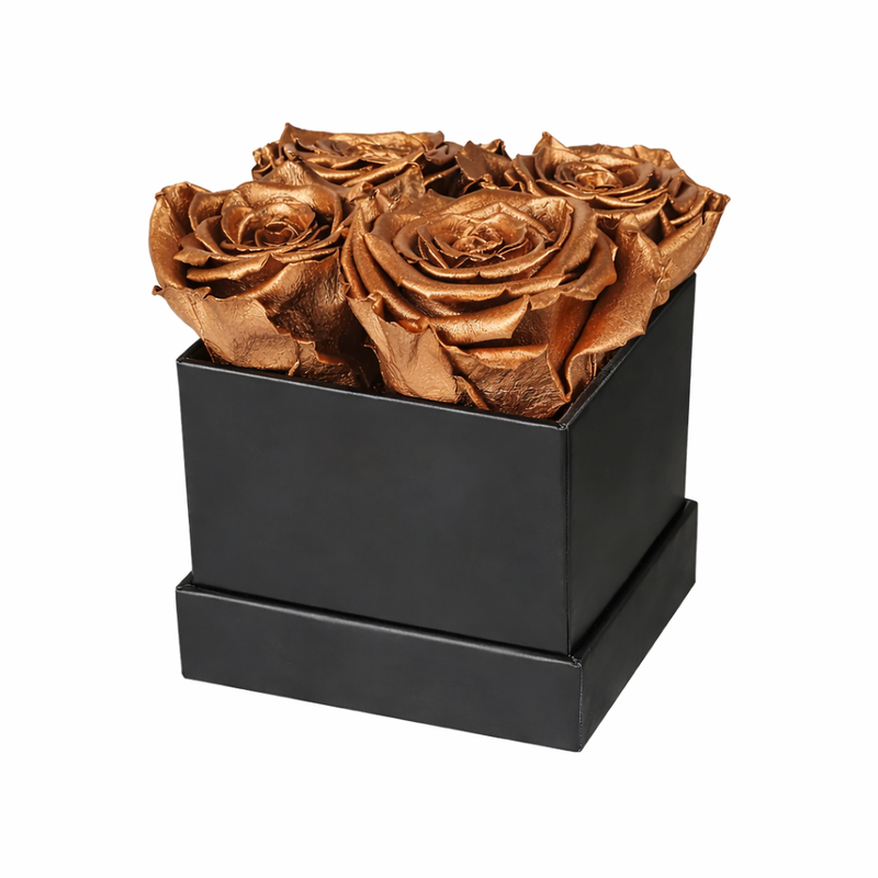 4 Rose Black Box with Infinity Roses Luxury Gift
