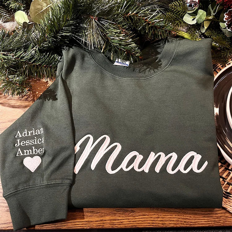 Custom Embroidered Mama Sweatshirt with Names-CustomLove