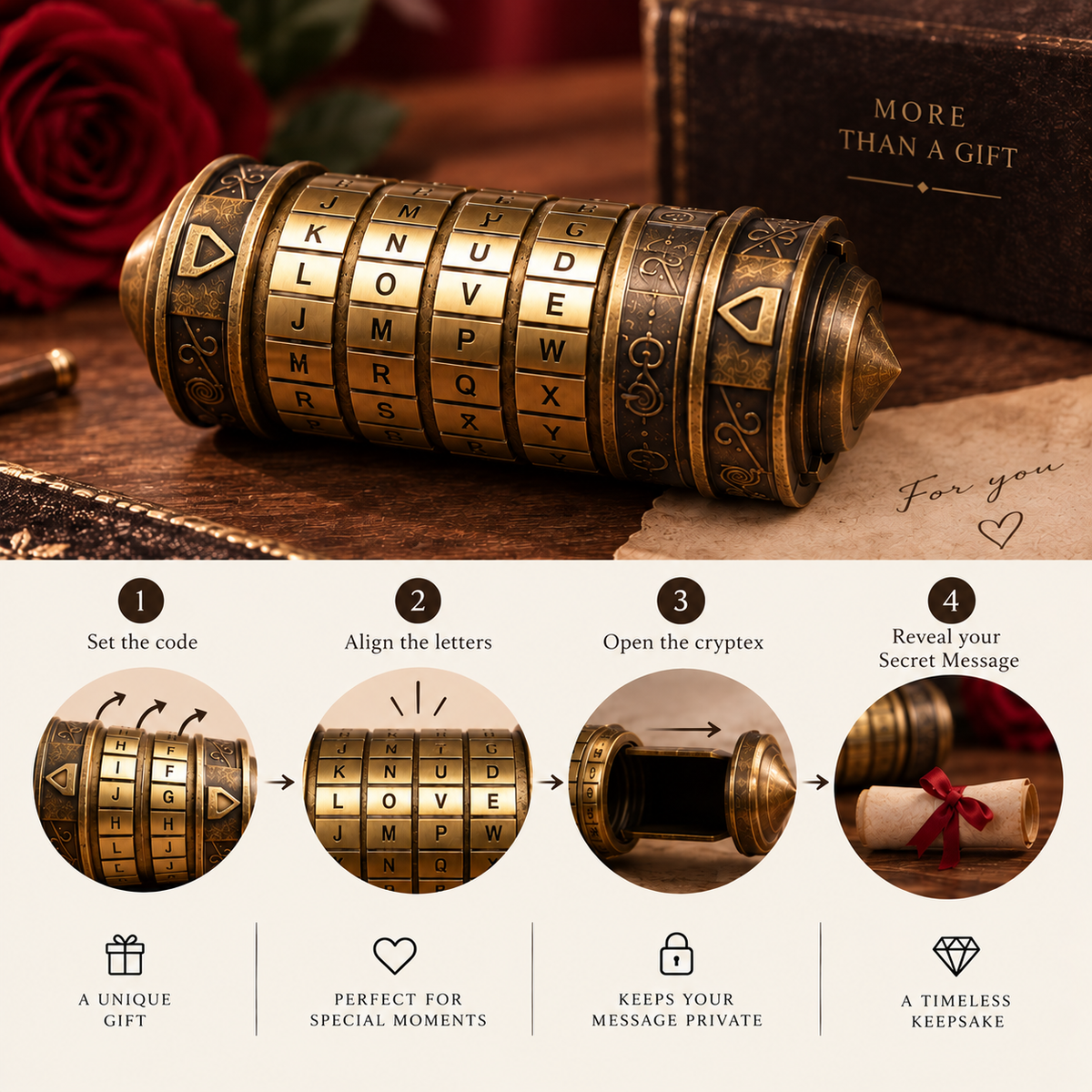 Secret Code Cryptex Puzzle Box