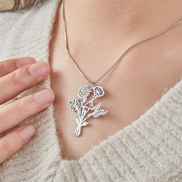 Florabond - Birth flower bouquet necklace-CustomLove