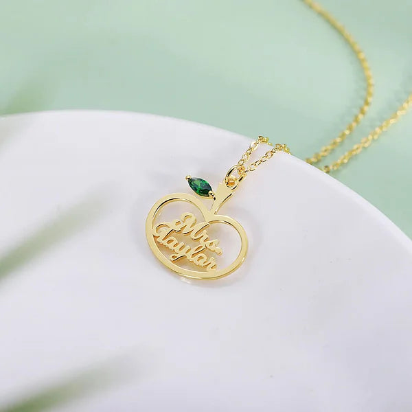 Personalized Apple Name Necklace-CustomLove