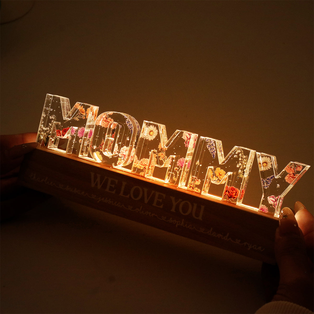 Personalized Flower Printed LED Night Light-CustomLove
