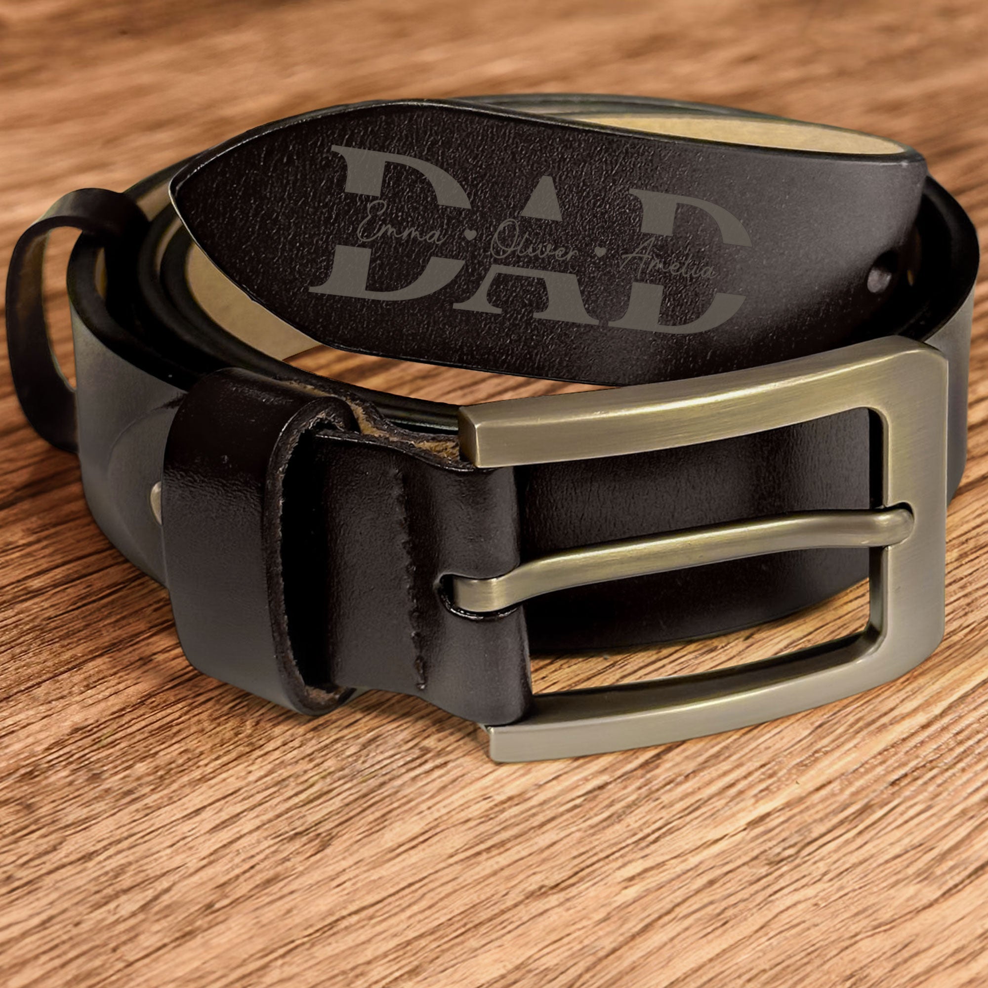 Personalized Engraved Leather Belt - We Love You For Dad-CustomLove