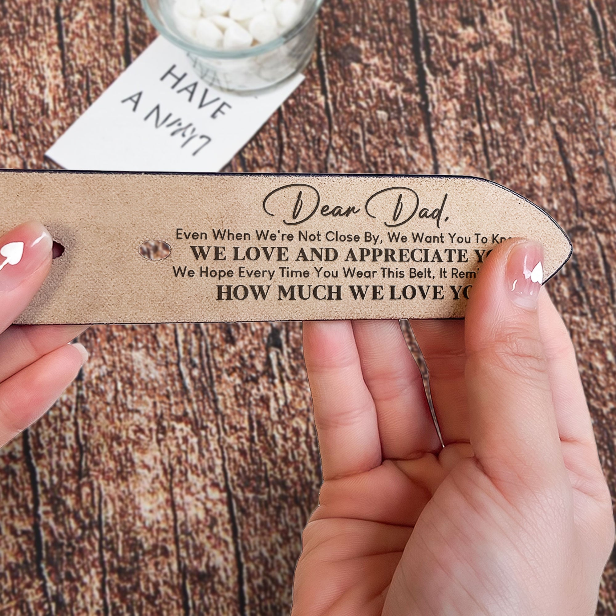 Personalized Engraved Leather Belt - We Love You For Dad-CustomLove