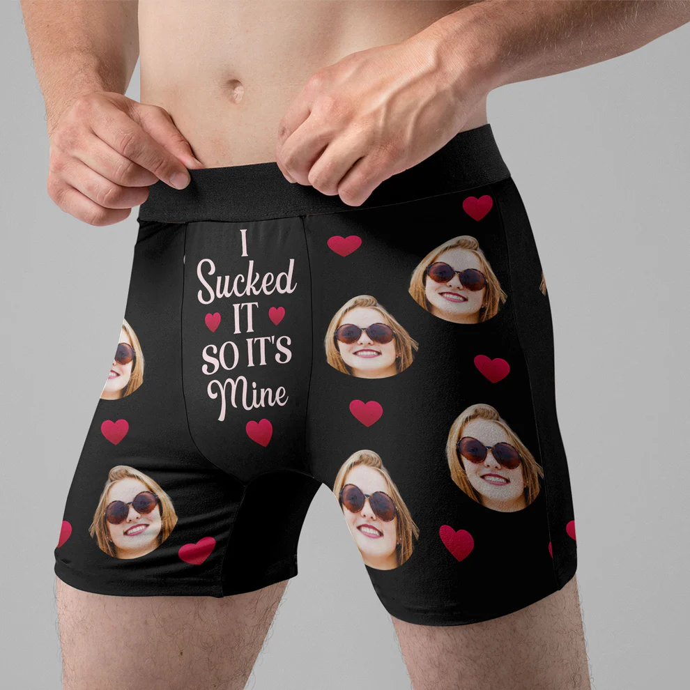 Personalized Photo Men's Boxer Briefs - I Sucked it So It's Mine-CustomLove