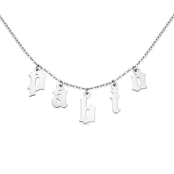 Personalized Letter Choker Necklace Sterling Silver-CustomLove