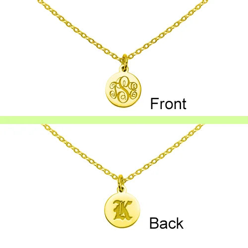 Personalized Gothic Letters Engraved Disc Choker Necklace-CustomLove