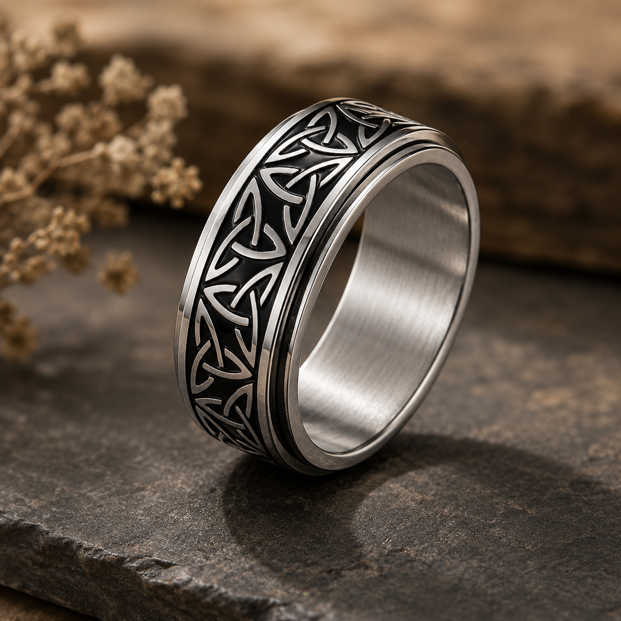 Titanium Steel Celtic Knot Spinner Ring for Men - CustomLove