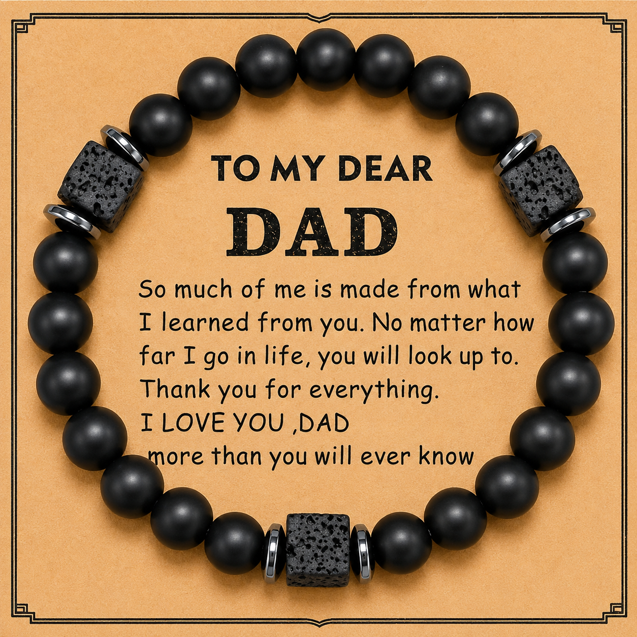 Men's Black Agate & Lava Stone Beaded Bracelet – Perfect Father's Day Gift