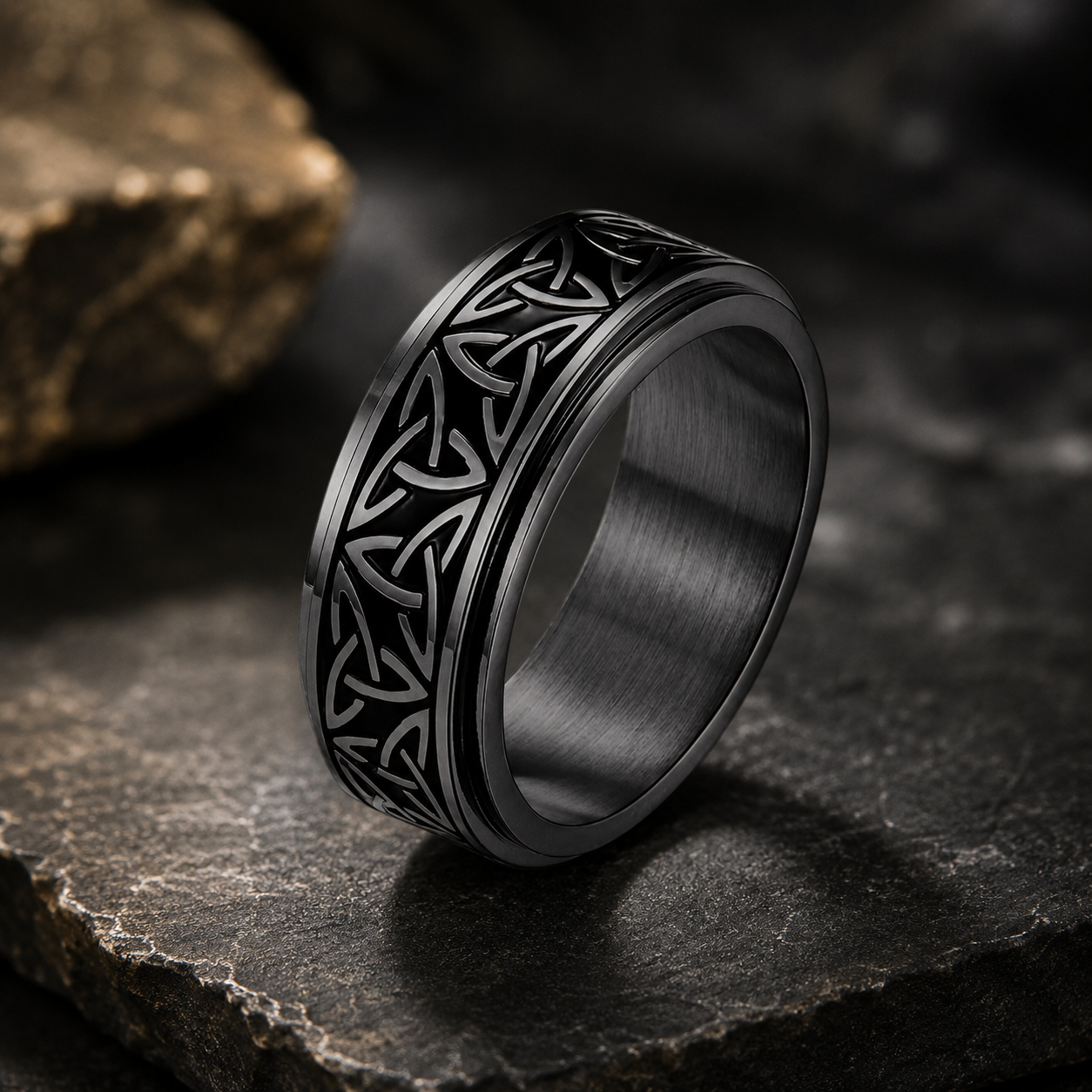 Titanium Steel Celtic Knot Spinner Ring for Men - CustomLove