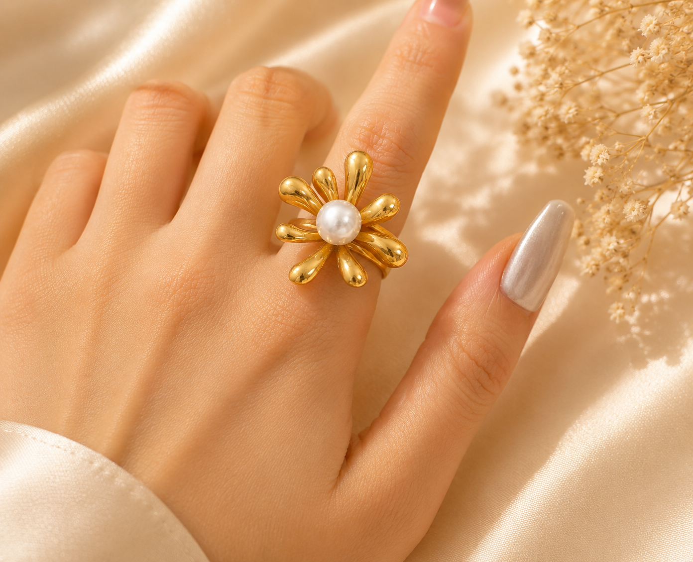 Oversized Gold Plated Boho Statement Ring for Women - CustomLove