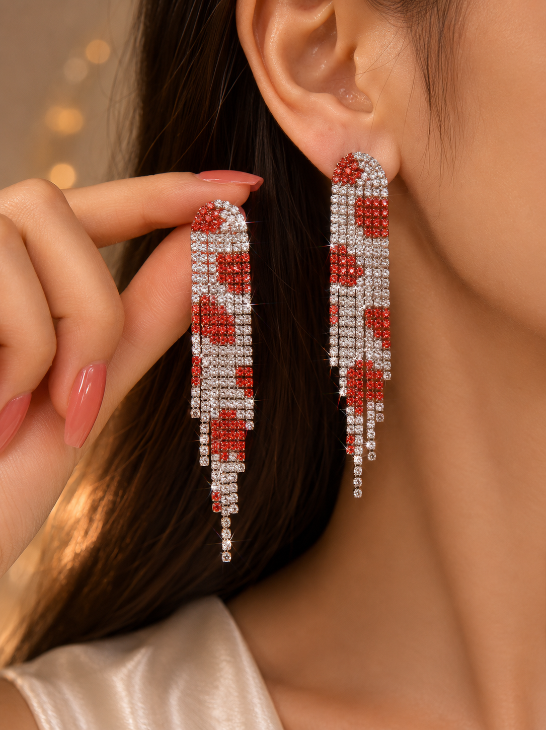 Luxury Rhinestone Tassel Drop Earrings for Women - CustomLove