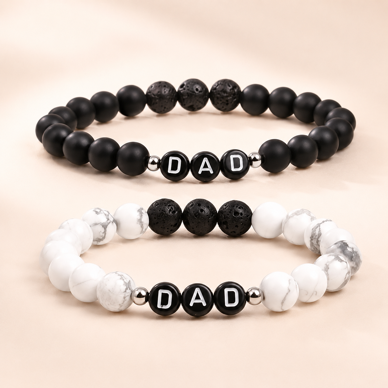 Dad Beaded Bracelet – Natural Stone Stretch Bracelet for Men