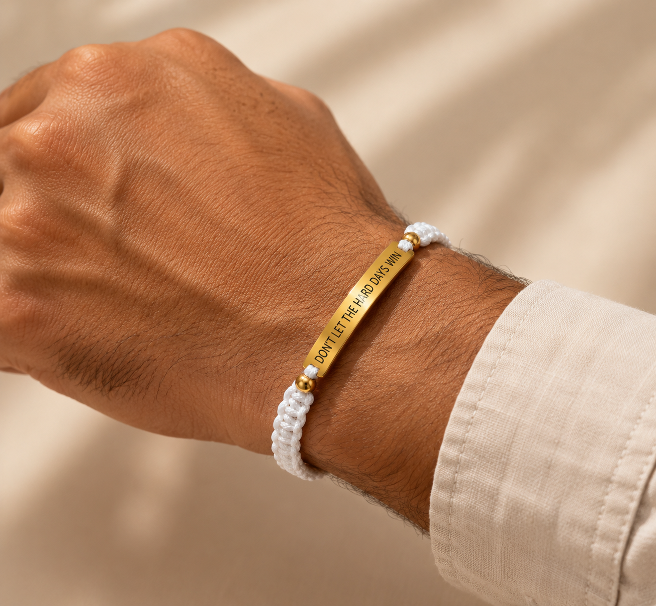 Inspirational Stainless Steel Plaque Braided Rope Bracelet