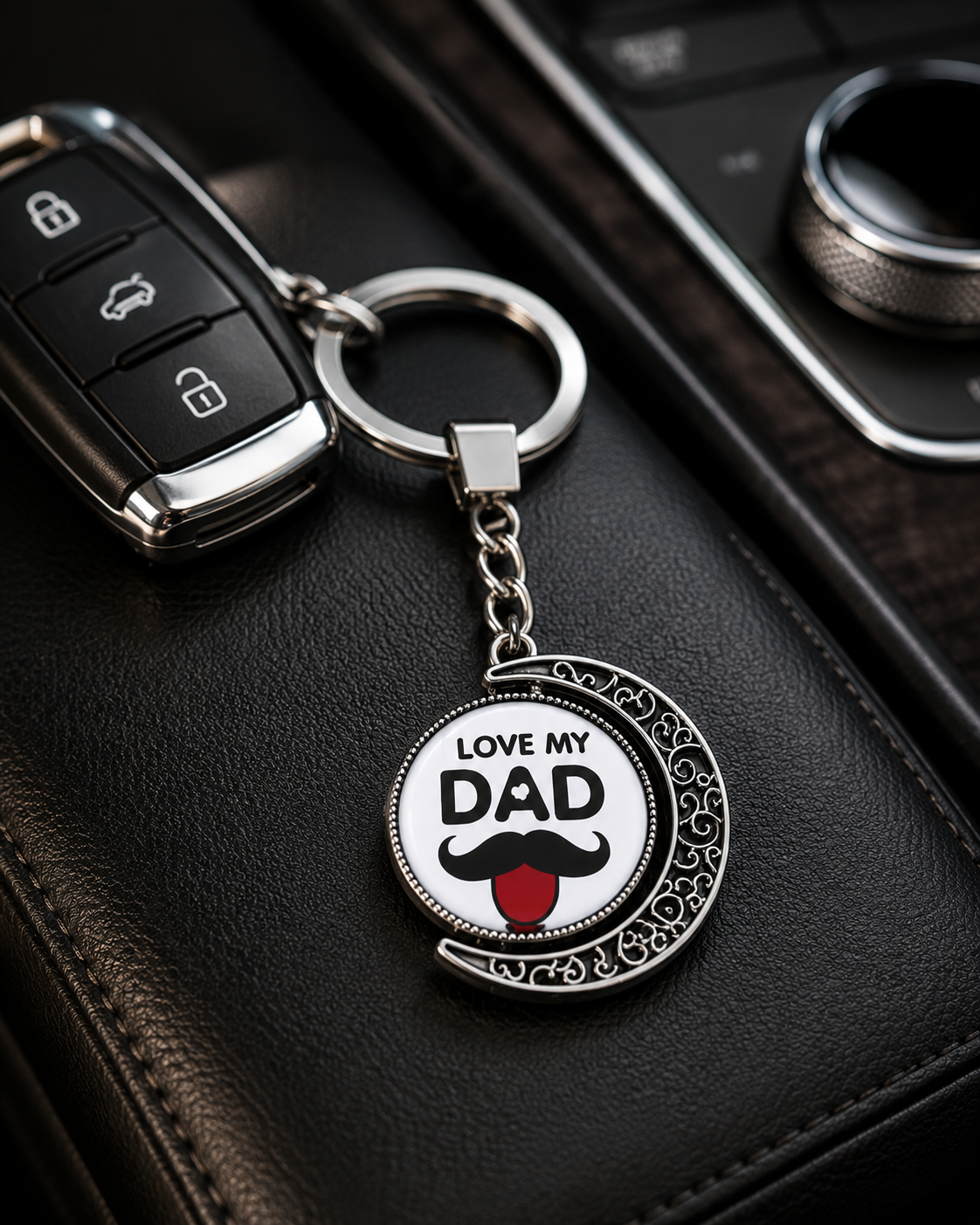 Love my Dad -Rotating Moon Keychain