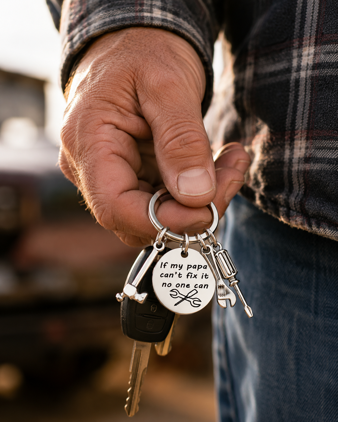 Stainless Steel Mini Tool Keychain with Engraved Tag- Father's Day Gift