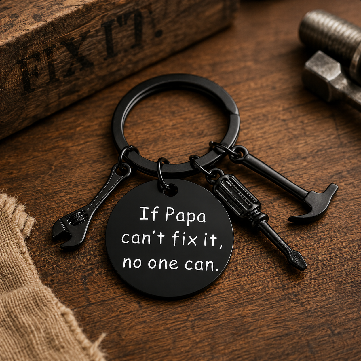 Stainless Steel Mini Tool Keychain with Engraved Tag- Father's Day Gift