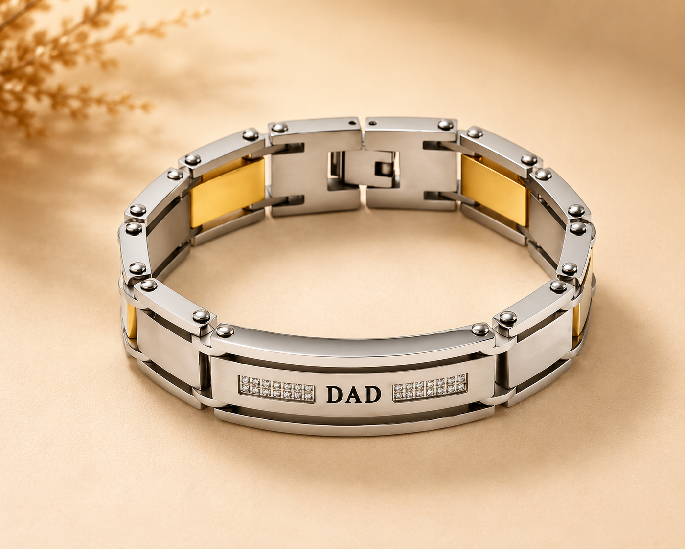 Stainless Steel Dad Link Bracelet for Men – Father's Day Keepsake