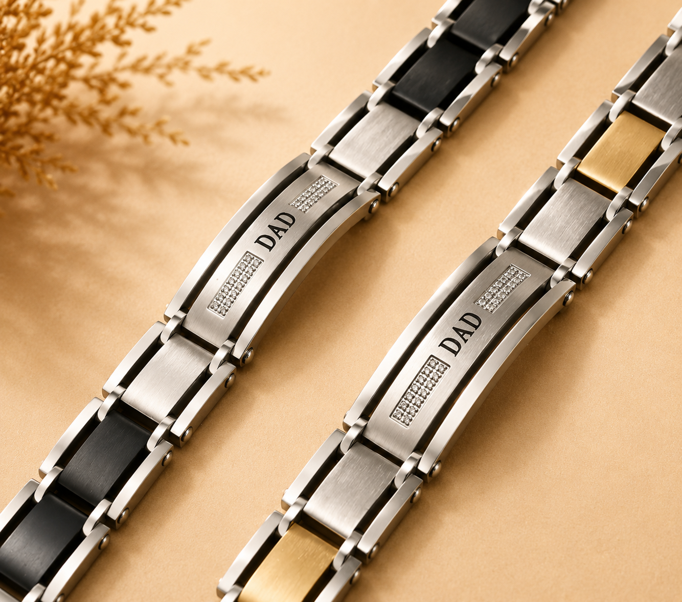 Stainless Steel Dad Link Bracelet for Men – Father's Day Keepsake
