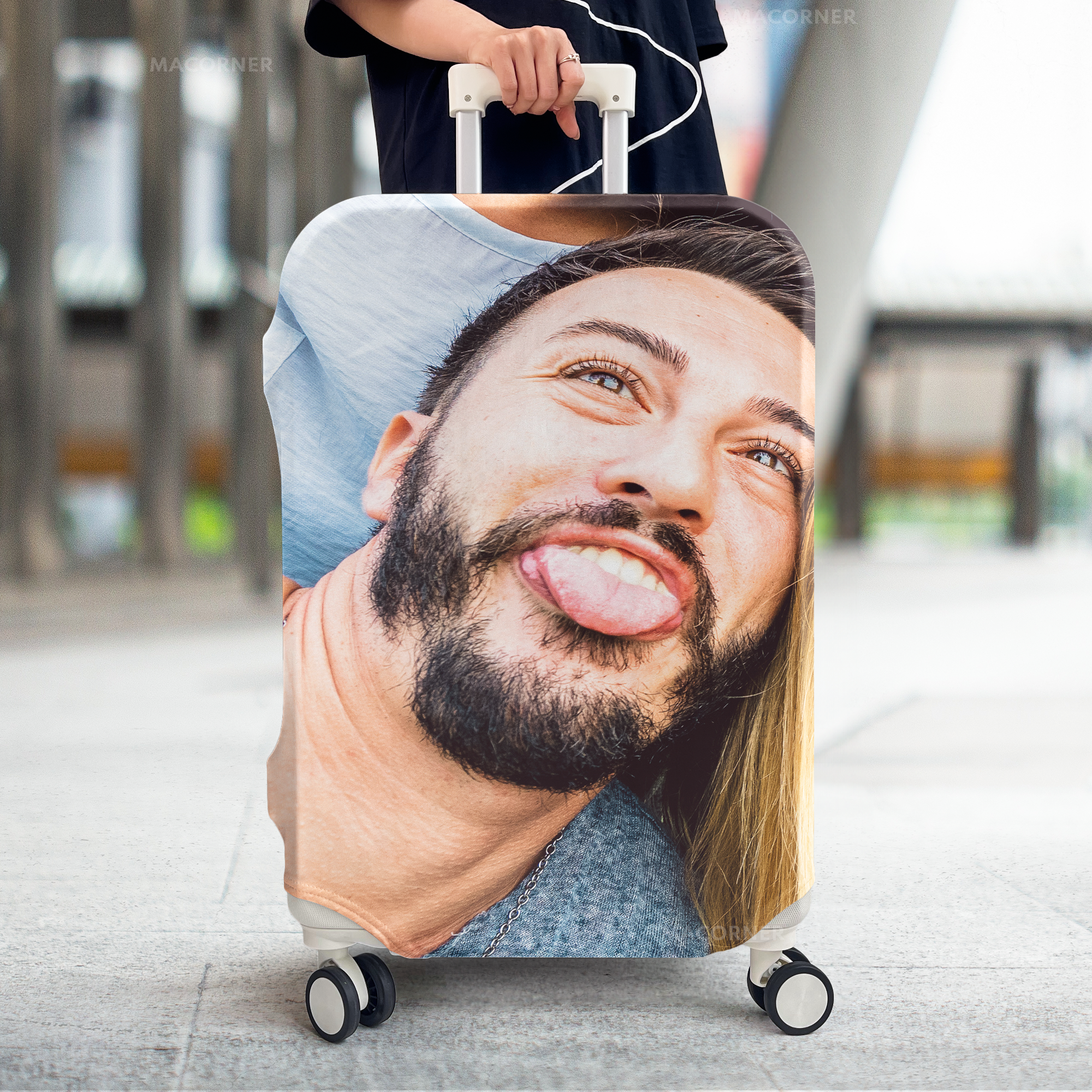 Personalized Photo Luggage Cover - CustomLove