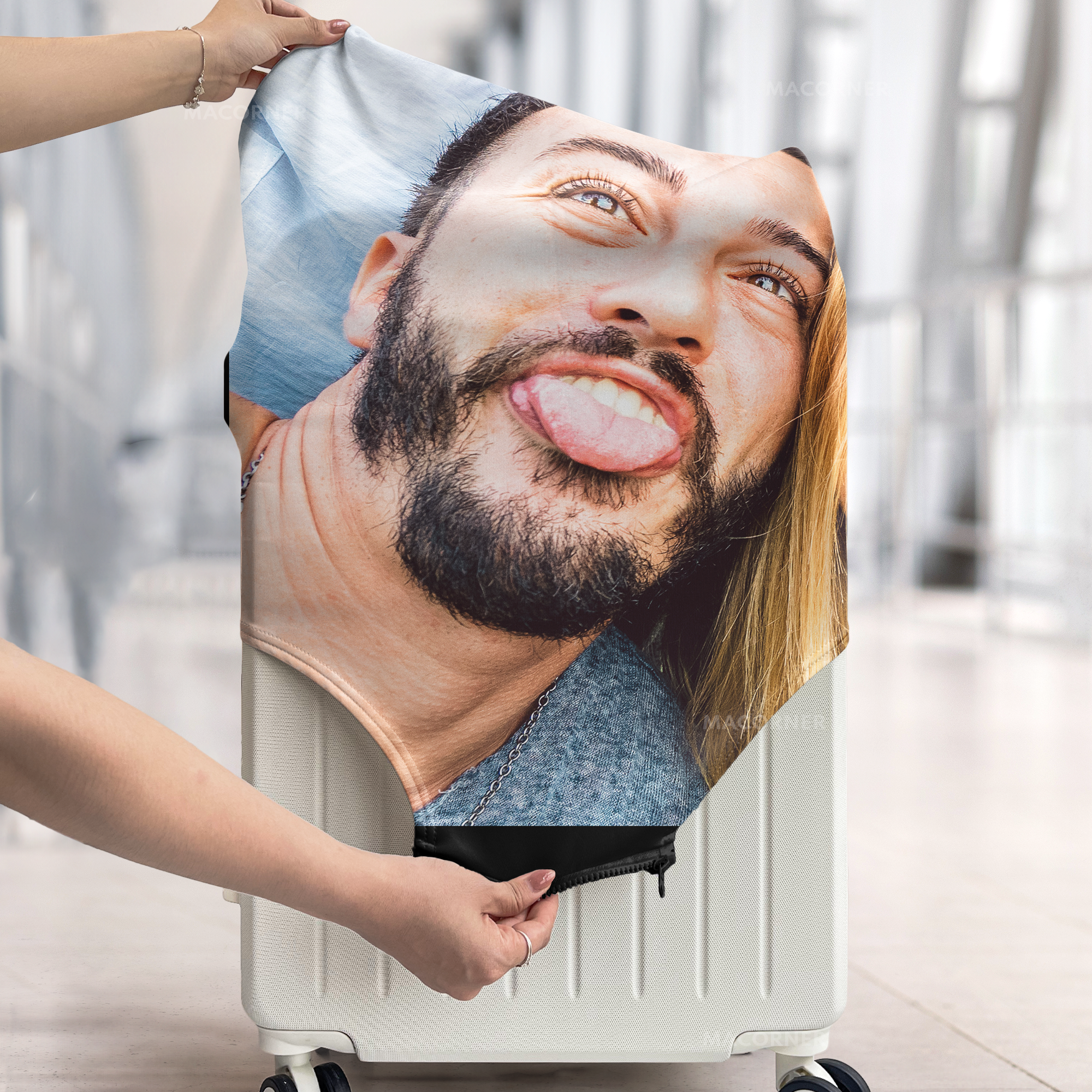 Personalized Photo Luggage Cover - CustomLove