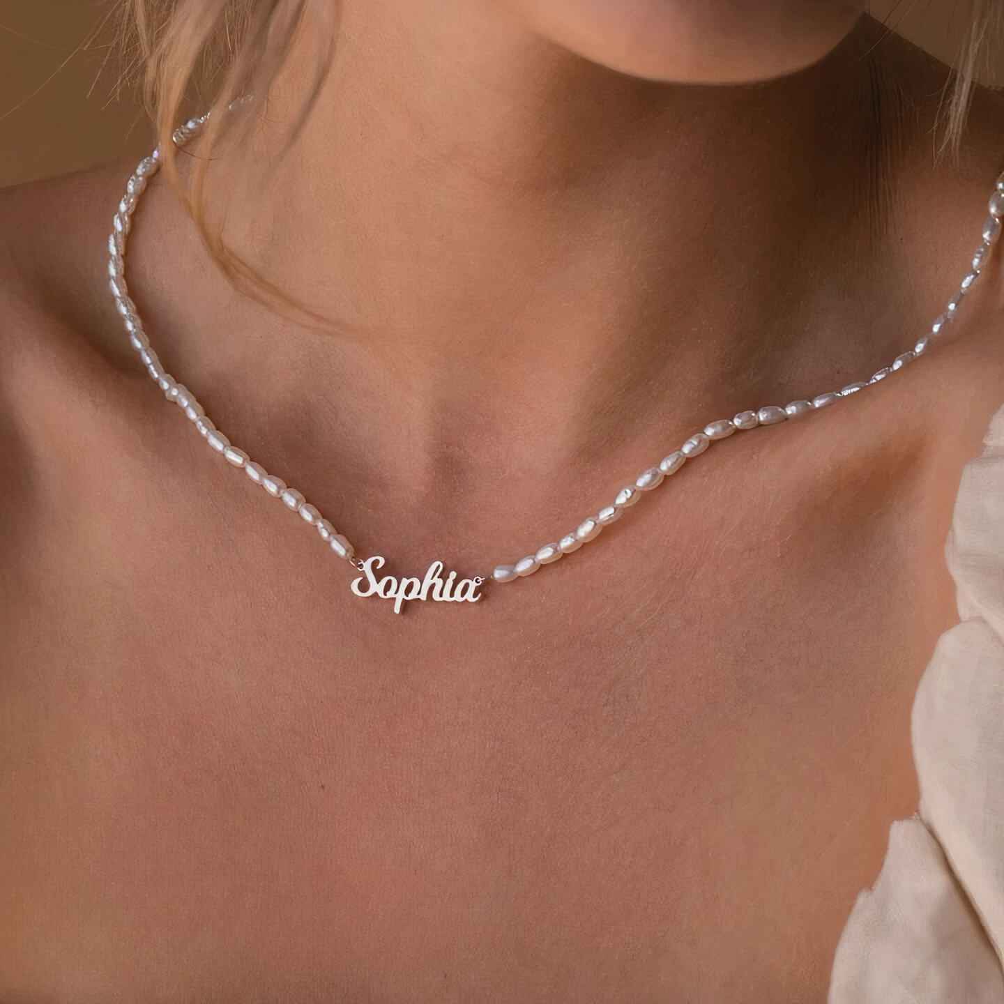 Personalized Freshwater Pearl Name Necklace - CustomLove