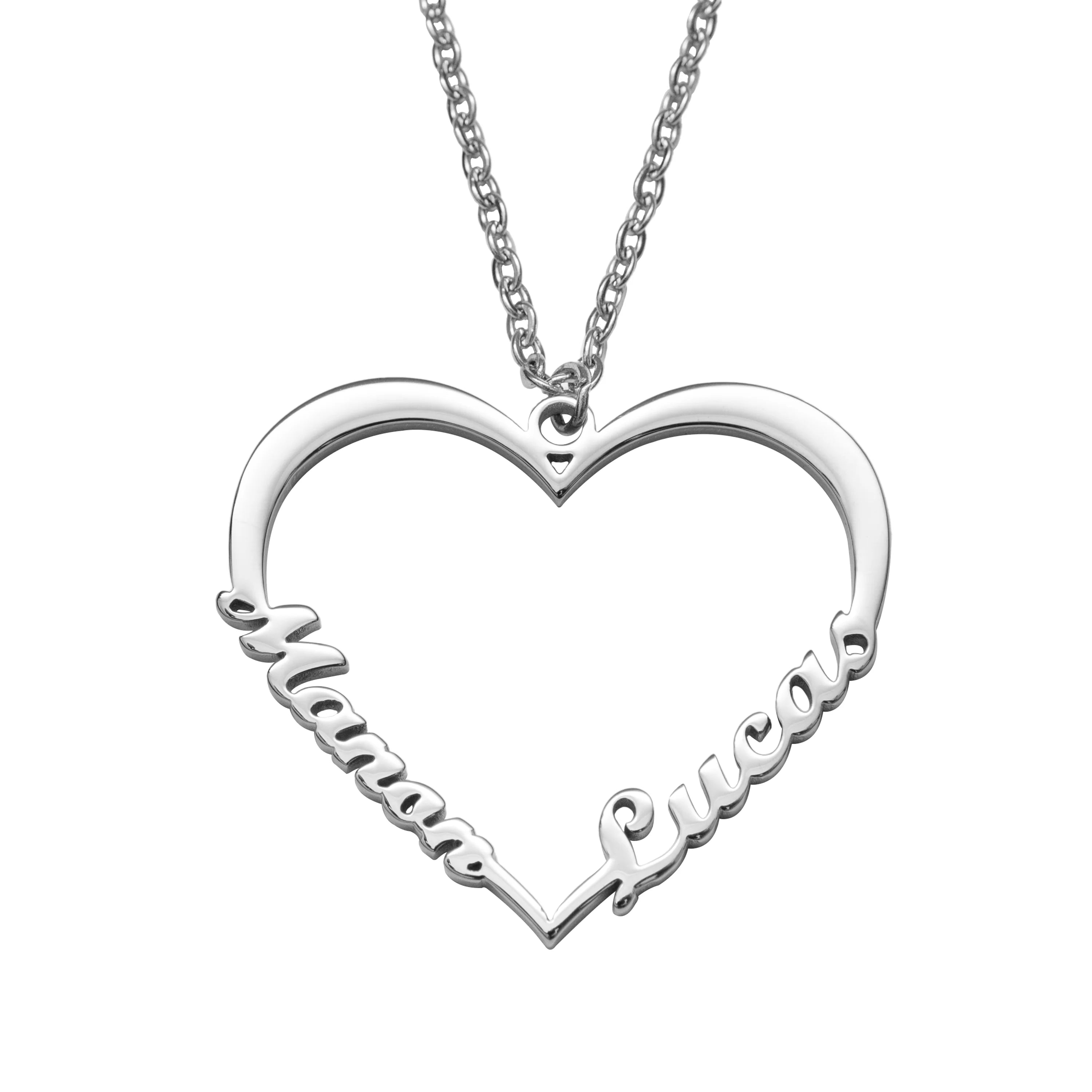 Personalized Heart Necklace With Double Names In Gold-CustomLove