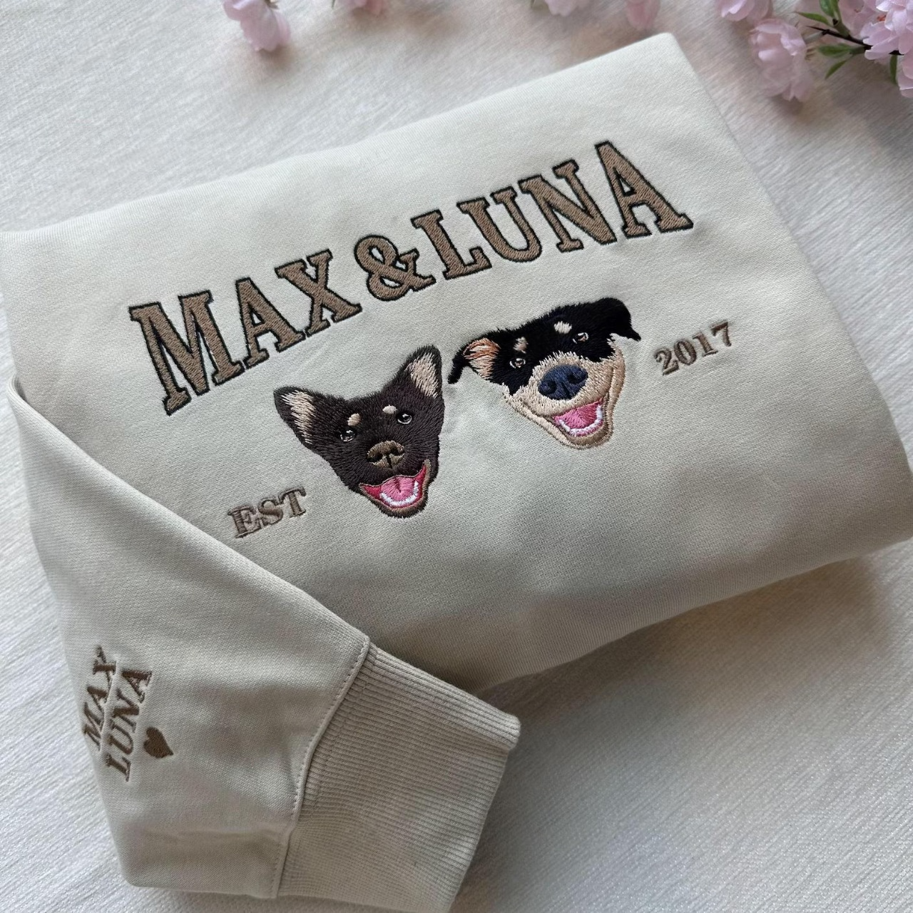 Personalized Embroided Sweatshirt with Pet Portrait-CustomLove