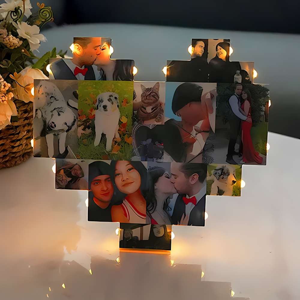 Personalized Picture Lamp - Heart Shaped - CustomLove