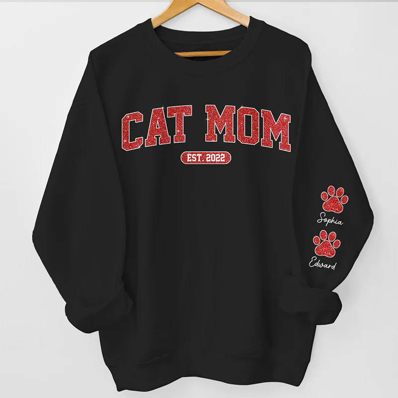 Personalized Unisex Sweatshirt With Design On Sleeve - I'm A Cool Dog/Cat Mama-CustomLove