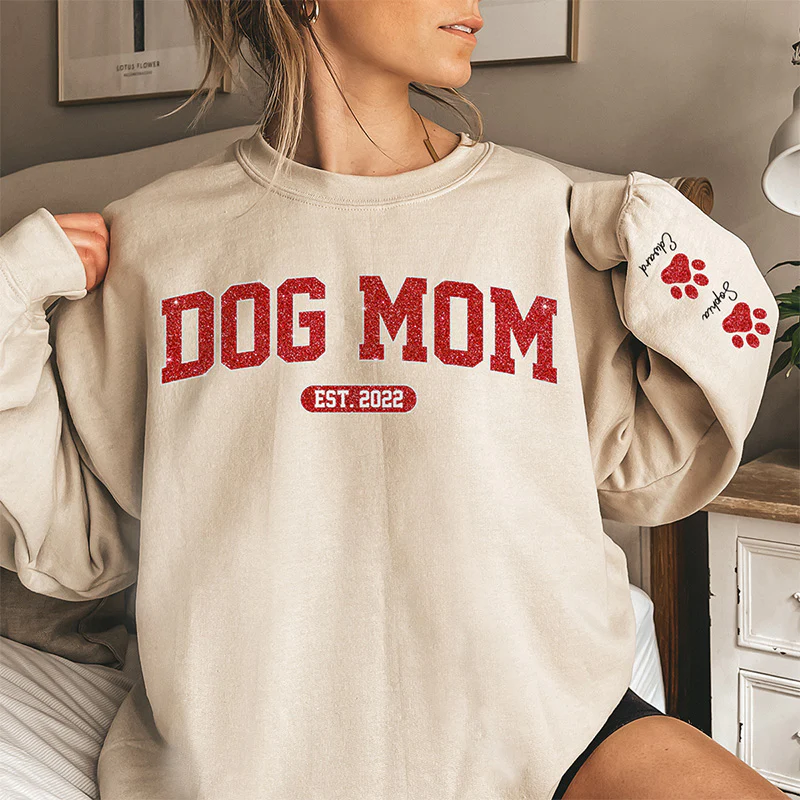Personalized Unisex Sweatshirt With Design On Sleeve - I'm A Cool Dog/Cat Mama-CustomLove