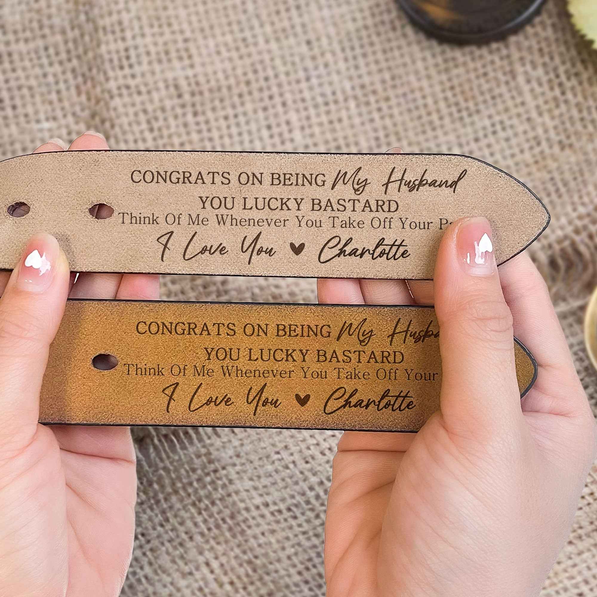 Personalized Engraved Leather Belt for Men - Funny & Romantic Gift - CustomLove