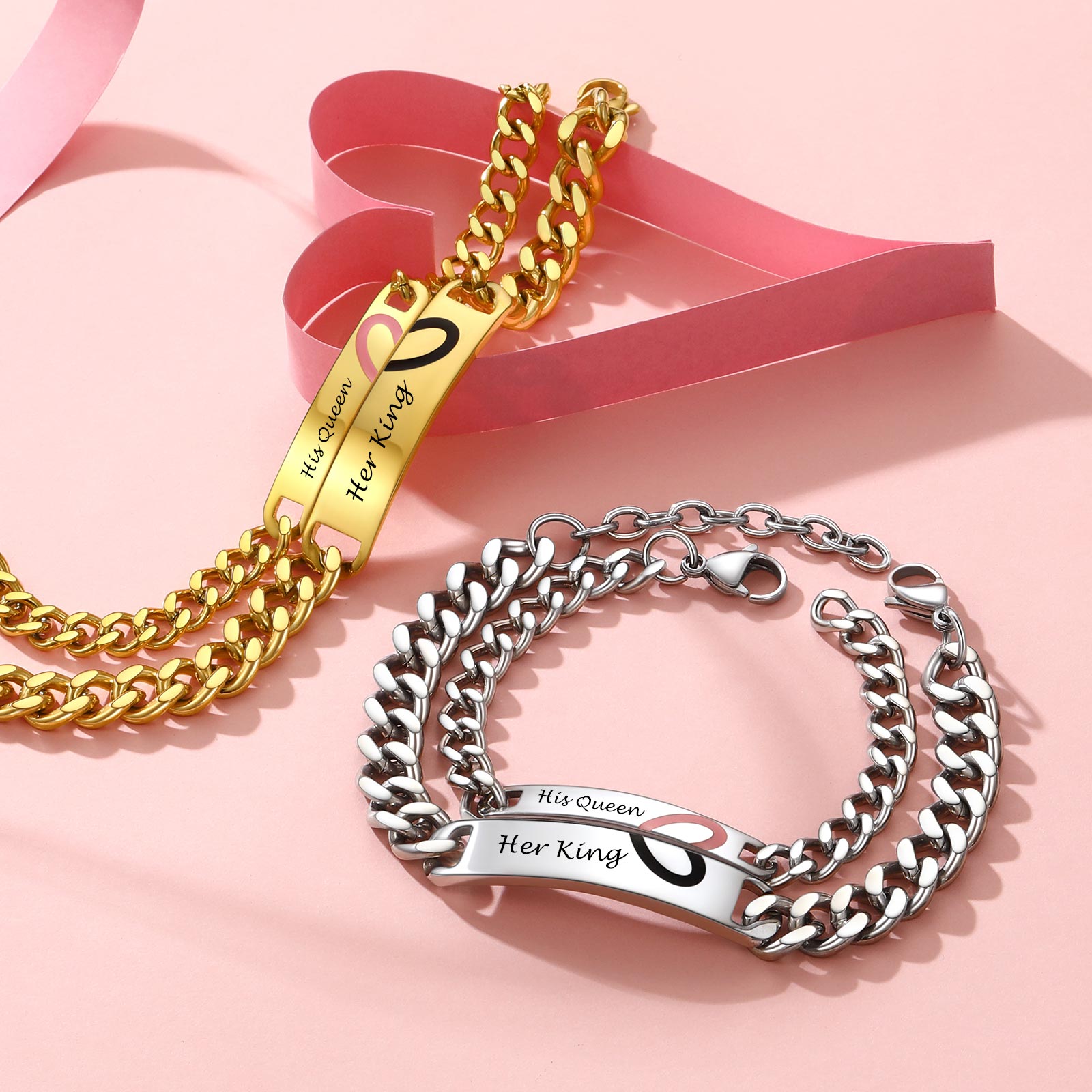 Engraving-Heart-Couple-ID-Bracelet