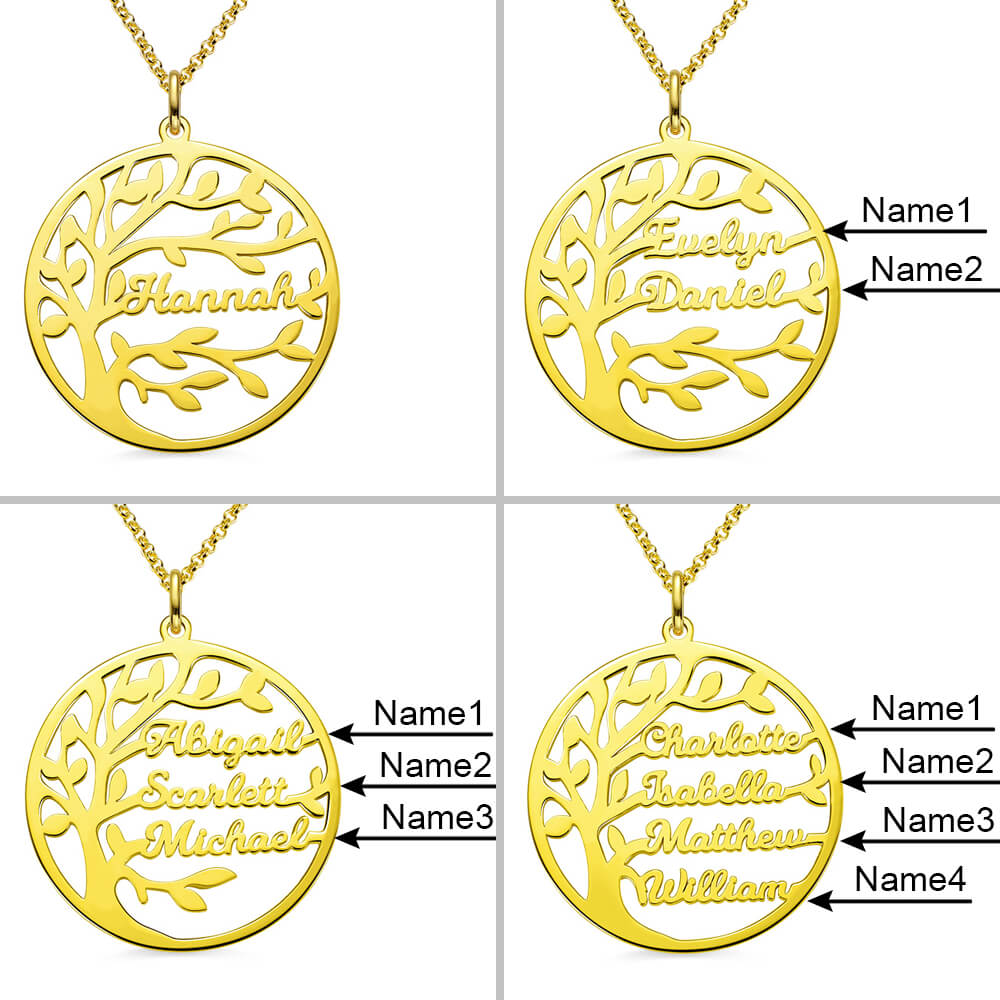 Personalized Family Tree Name Necklace in Stainless Steel-CustomLove