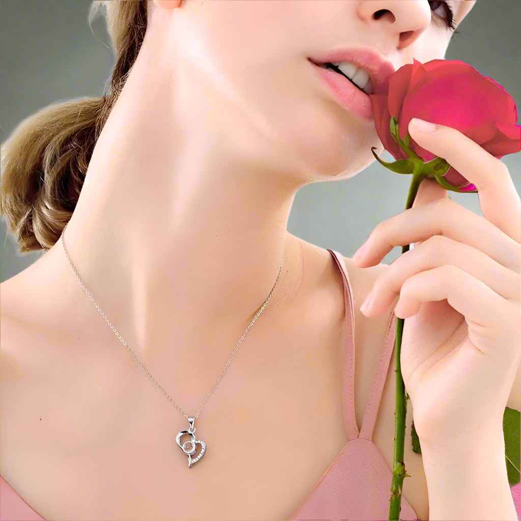 Full Rose Box with Heart Necklace – Elegant & Romantic Gift - CustomLove