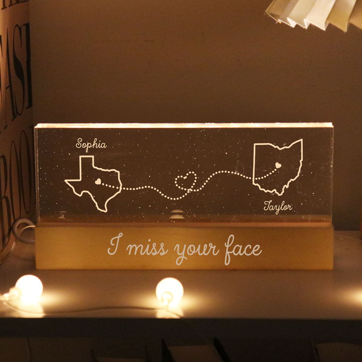Personalized LED Night Light - I Miss Your Face Long Distance Relationship-CustomLove