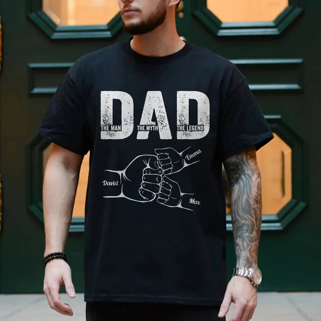 Personalized Dad T-Shirt with Kids Name Design - Custom Family Gift