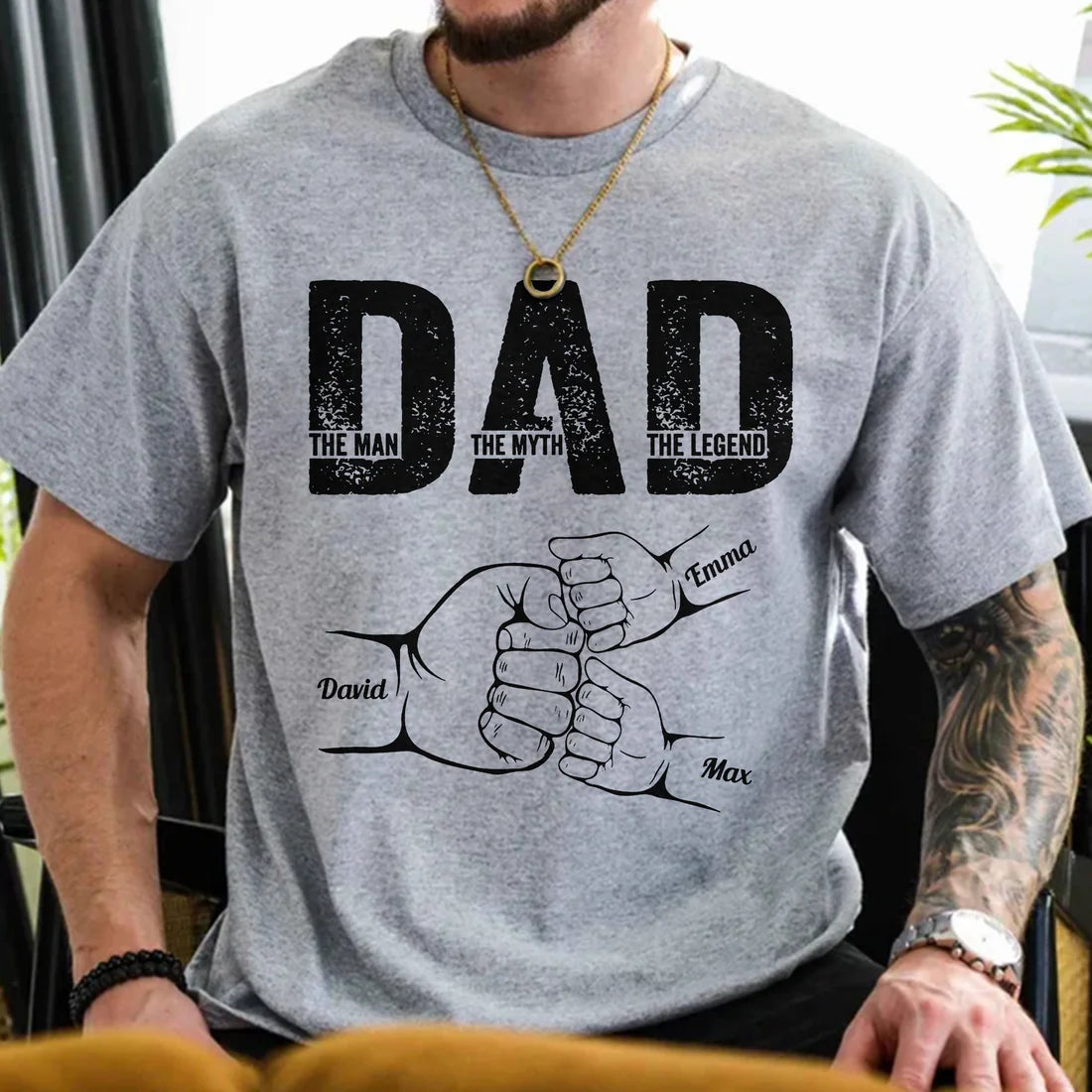 Personalized Dad T-Shirt with Kids Name Design - Custom Family Gift