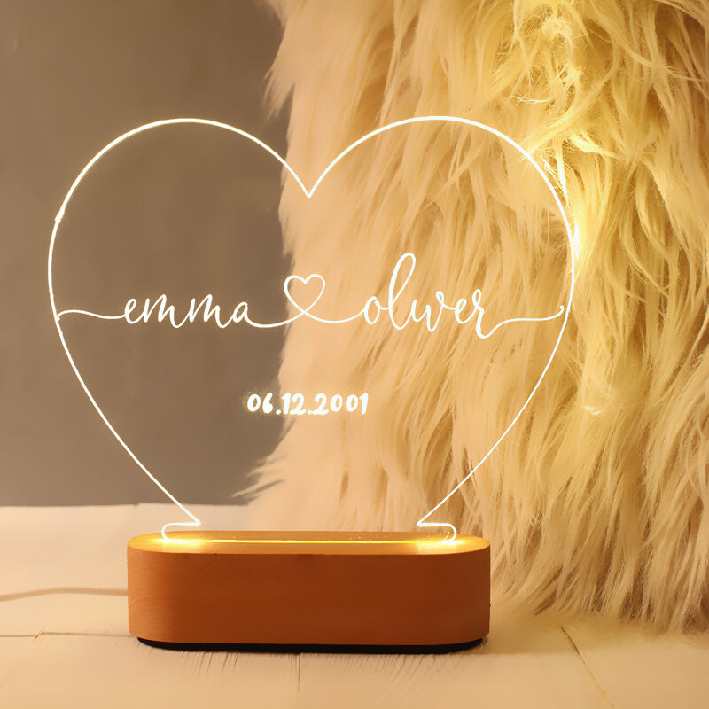 Personalized Heart Shaped Design Night Light
